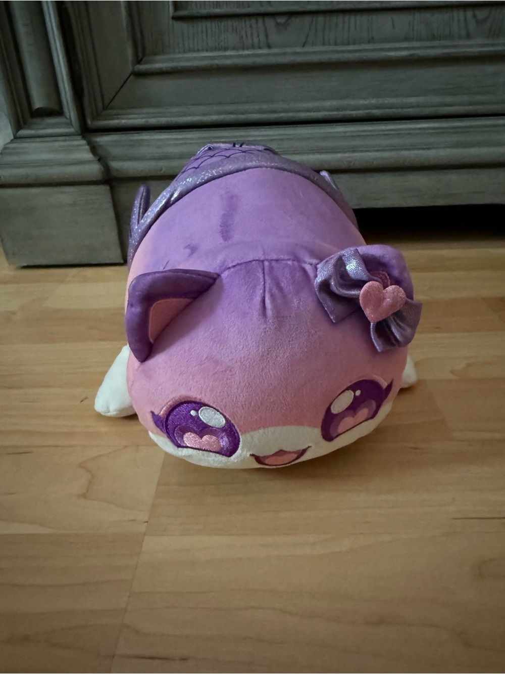 Never Used!Plush Purple Cat Toy with Heart Bow